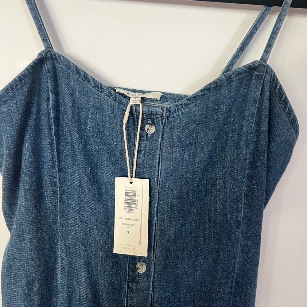Z Supply- Sleeveless Button-Front Denim Maxi Dress - Blue-NWT-Size Small - Picture 5 of 5